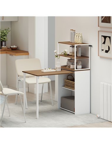 HOMCOM Folding Shelf and Work Table - Natural