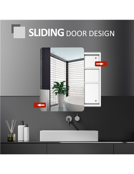 Kleankin On-Wall Mounted Bathroom Storage Cabinet with Sliding Mirror Door, Silver - pic 21060 | FastDaddyshop