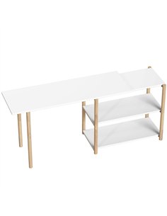 HOMCOM Computer Desk with Storage Shelves Modern Writing Desk Bamboo Frame for Home Office 150 cm White and Oak