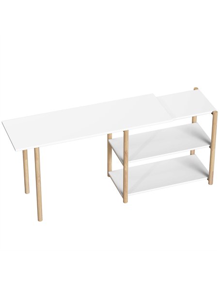 HOMCOM Computer Desk with Storage Shelves Modern Writing Desk Bamboo Frame for Home Office 150 cm White and Oak - pic 210600 | FastDaddyshop