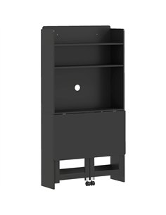 HOMCOM Foldable Desktop, Computer Desk with Storage Shelves, 80 x 69 x 155 cm, Black