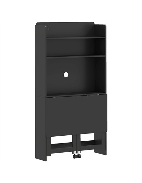 HOMCOM Foldable Desktop, Computer Desk with Storage Shelves, 80 x 69 x 155 cm, Black - pic 210609 | FastDaddyshop