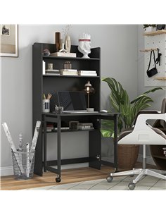HOMCOM Foldable Desktop, Computer Desk with Storage Shelves, 80 x 69 x 155 cm, Black 2