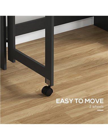 HOMCOM Foldable Desktop, Computer Desk with Storage Shelves, 80 x 69 x 155 cm, Black