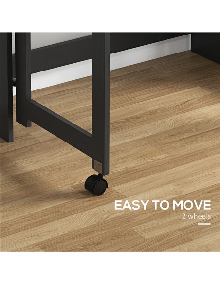 HOMCOM Foldable Desktop, Computer Desk with Storage Shelves, 80 x 69 x 155 cm, Black - pic 210614 | FastDaddyshop