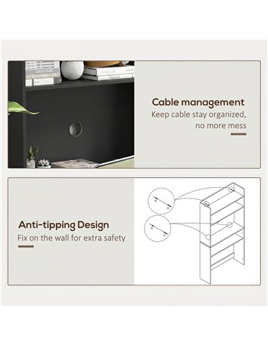 HOMCOM Foldable Desktop, Computer Desk with Storage Shelves, 80 x 69 x 155 cm, Black