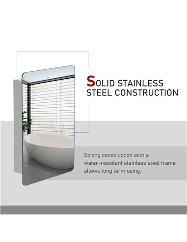 Kleankin On-Wall Mounted Bathroom Storage Cabinet with Sliding Mirror Door, Silver