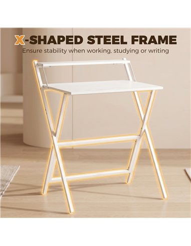 HOMCOM 70 cm Folding Computer Desk with Monitor Shelf - White