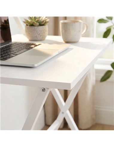 HOMCOM 70 cm Folding Computer Desk with Monitor Shelf - White