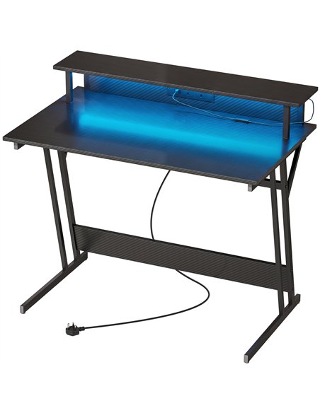 HOMCOM Two-Level LED Gaming Desk - Black - pic 210627 | FastDaddyshop