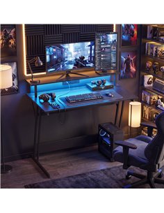 HOMCOM Two-Level LED Gaming Desk - Black 2