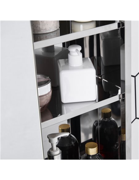 Kleankin On-Wall Mounted Bathroom Storage Cabinet with Sliding Mirror Door, Silver - pic 21063 | FastDaddyshop