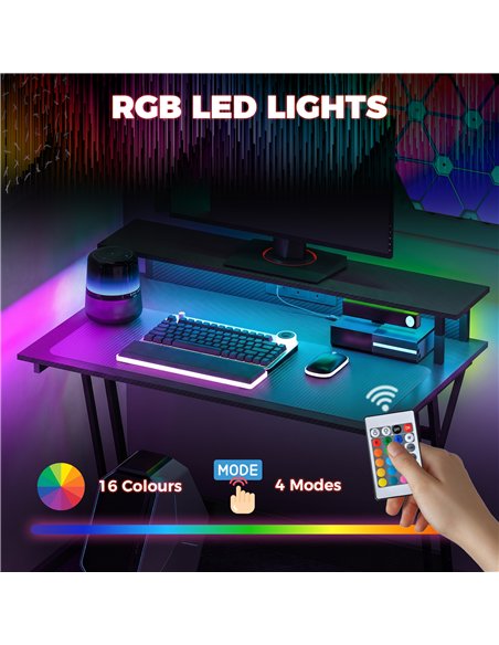 HOMCOM Two-Level LED Gaming Desk - Black - pic 210630 | FastDaddyshop
