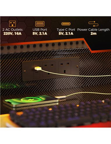 HOMCOM Two-Level LED Gaming Desk - Black