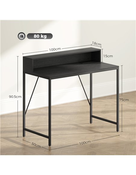 HOMCOM Gaming Desk, 100cm Computer Desk with LED Lights, Power Outlets, Monitor Stand and Remote, Black Wood-Effect - pic 210656 | FastDaddyshop
