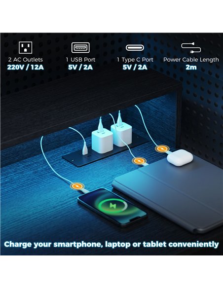 HOMCOM Gaming Desk, 100cm Computer Desk with LED Lights, Power Outlets, Monitor Stand and Remote, Black Wood-Effect - pic 210658 | FastDaddyshop