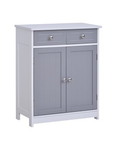Kleankin Bathroom Storage Cabinet with 2 Drawers, Adjustable Shelf, Grey and White