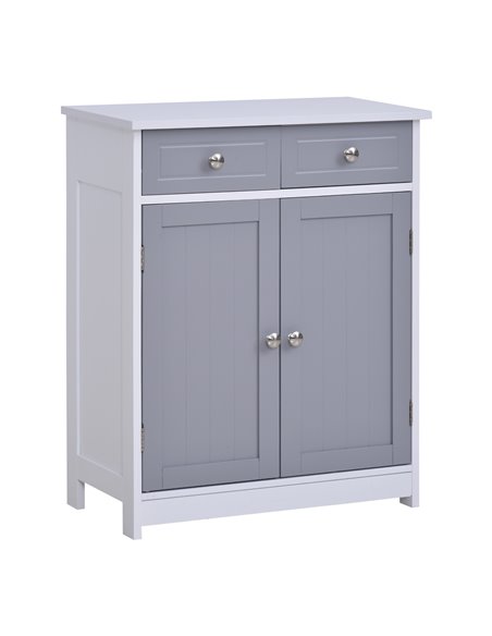 Kleankin Bathroom Storage Cabinet with 2 Drawers, Adjustable Shelf, Grey and White - pic 21066 | FastDaddyshop