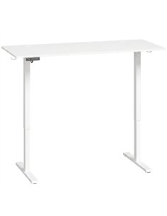 HOMCOM Standing Desk Memory Control Height Adjustable Desk 2 Cable Holes LED Display Sit Stand Desk White