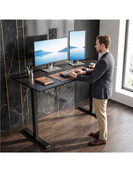 HOMCOM Standing Desk Memory Control Height Adjustable Desk 2 Cable Holes LED Display Sit Stand Desk Black - pic 210689 | FastDaddyshop