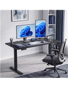 HOMCOM Standing Desk Memory Control Height Adjustable Desk 2 Cable Holes LED Display Sit Stand Desk Black 2