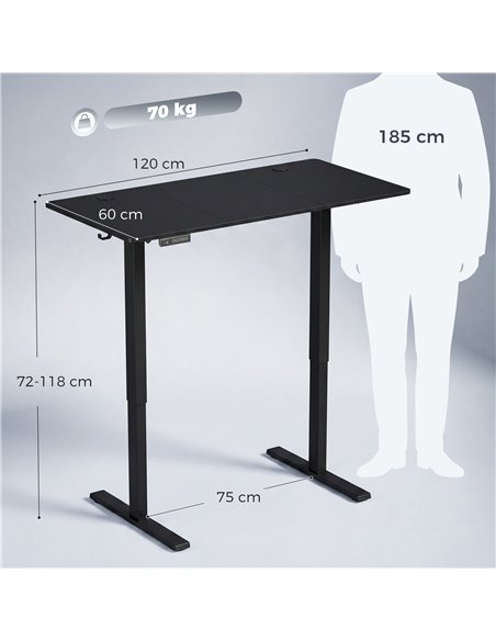 HOMCOM Standing Desk Memory Control Height Adjustable Desk 2 Cable Holes LED Display Sit Stand Desk Black - pic 210692 | FastDaddyshop