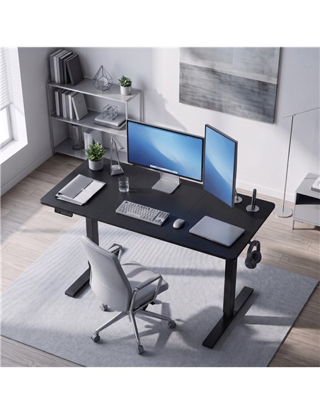 HOMCOM Standing Desk Memory Control Height Adjustable Desk 2 Cable Holes LED Display Sit Stand Desk Black - pic 210698 | FastDaddyshop