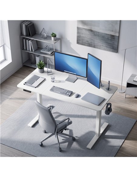 HOMCOM Standing Desk Memory Control Height Adjustable Desk 2 Cable Holes LED Display Sit Stand Desk White - pic 210707 | FastDaddyshop