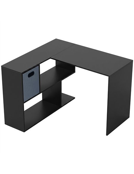 HOMCOM 110 cm L-Shaped Desk, Small Computer Desk with Fabric Drawer and Storage Shelves for Home Office, Study, Black - pic 210717 | FastDaddyshop