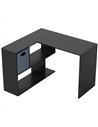 HOMCOM 110 cm L-Shaped Desk, Small Computer Desk with Fabric Drawer and Storage Shelves for Home Office, Study, Black