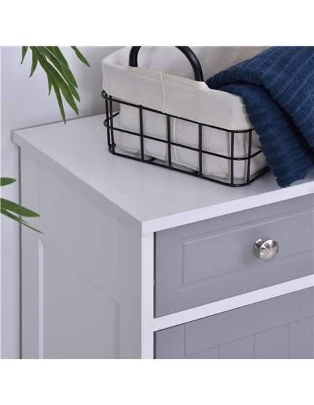 Kleankin Bathroom Storage Cabinet with 2 Drawers, Adjustable Shelf, Grey and White - pic 21072 | FastDaddyshop
