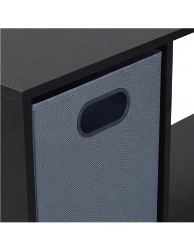 HOMCOM 110 cm L-Shaped Desk, Small Computer Desk with Fabric Drawer and Storage Shelves for Home Office, Study, Black