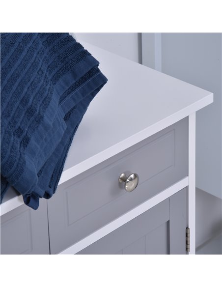 Kleankin Bathroom Storage Cabinet with 2 Drawers, Adjustable Shelf, Grey and White - pic 21073 | FastDaddyshop