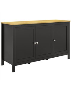 HOMCOM Sideboard, Buffet Cabinet with Doors and Adjustable Shelves for Living Room, Entryway, Black and Natural