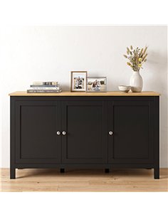 HOMCOM Sideboard, Buffet Cabinet with Doors and Adjustable Shelves for Living Room, Entryway, Black and Natural 2