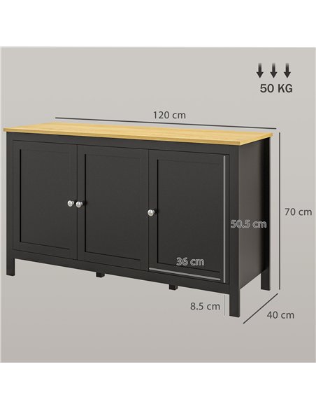 HOMCOM Sideboard, Buffet Cabinet with Doors and Adjustable Shelves for Living Room, Entryway, Black and Natural - pic 210737 | FastDaddyshop