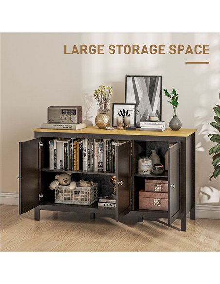 HOMCOM Sideboard, Buffet Cabinet with Doors and Adjustable Shelves for Living Room, Entryway, Black and Natural - pic 210738 | FastDaddyshop