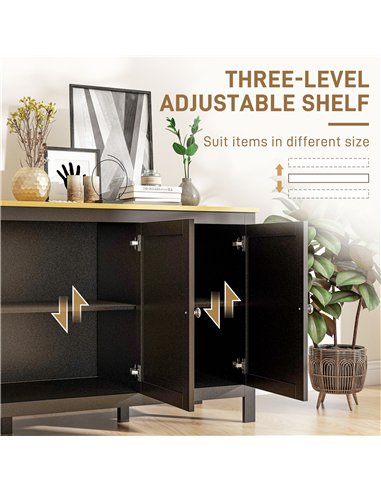 HOMCOM Sideboard, Buffet Cabinet with Doors and Adjustable Shelves for Living Room, Entryway, Black and Natural