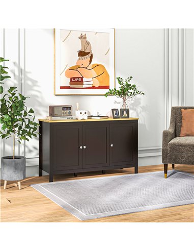 HOMCOM Sideboard, Buffet Cabinet with Doors and Adjustable Shelves for Living Room, Entryway, Black and Natural