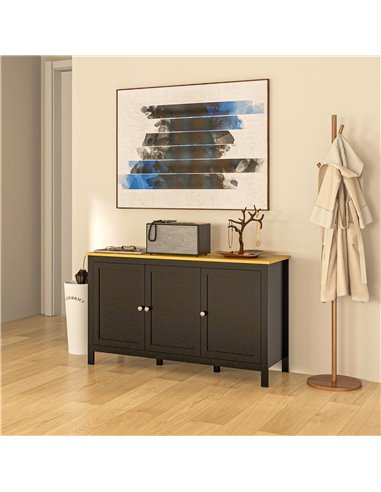 HOMCOM Sideboard, Buffet Cabinet with Doors and Adjustable Shelves for Living Room, Entryway, Black and Natural