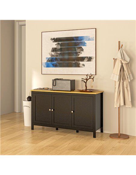 HOMCOM Sideboard, Buffet Cabinet with Doors and Adjustable Shelves for Living Room, Entryway, Black and Natural - pic 210743 | FastDaddyshop