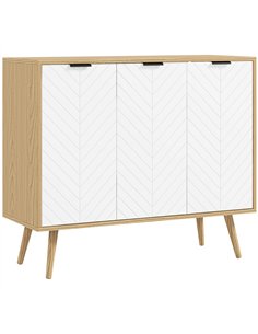 HOMCOM Modern Sideboard and Buffet, Dining Room Cabinet with Adjustable Shelves and 3 Doors, White