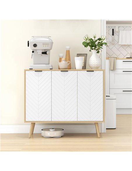 HOMCOM Modern Sideboard and Buffet, Dining Room Cabinet with Adjustable Shelves and 3 Doors, White - pic 210745 | FastDaddyshop