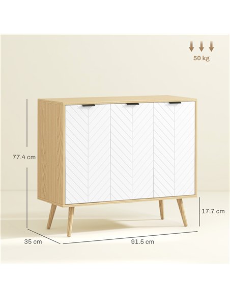 HOMCOM Modern Sideboard and Buffet, Dining Room Cabinet with Adjustable Shelves and 3 Doors, White - pic 210746 | FastDaddyshop