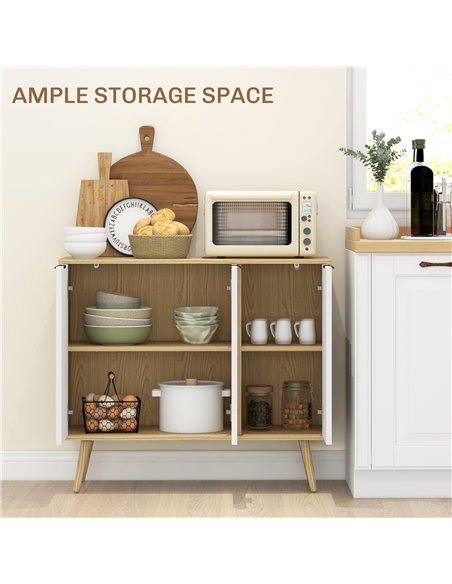 HOMCOM Modern Sideboard and Buffet, Dining Room Cabinet with Adjustable Shelves and 3 Doors, White - pic 210747 | FastDaddyshop