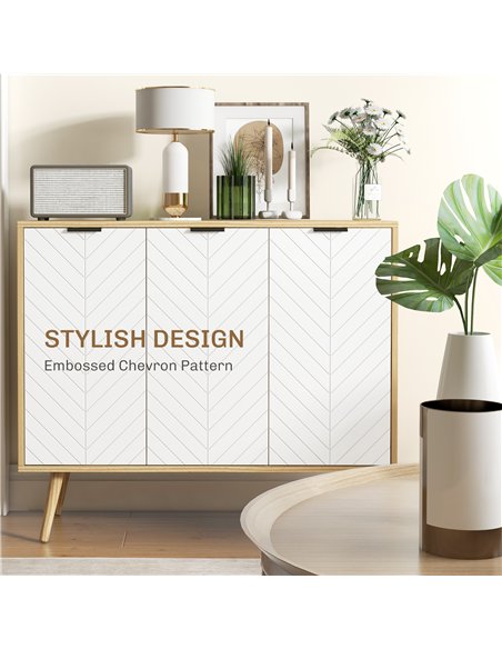 HOMCOM Modern Sideboard and Buffet, Dining Room Cabinet with Adjustable Shelves and 3 Doors, White - pic 210748 | FastDaddyshop