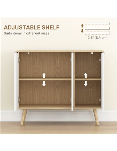 HOMCOM Modern Sideboard and Buffet, Dining Room Cabinet with Adjustable Shelves and 3 Doors, White