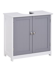 Kleankin Bathroom Vanity Unit Under Sink with Adjustable Shelf, White & Grey