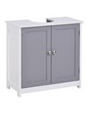 Kleankin Bathroom Vanity Unit Under Sink with Adjustable Shelf, White & Grey