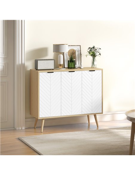 HOMCOM Modern Sideboard and Buffet, Dining Room Cabinet with Adjustable Shelves and 3 Doors, White - pic 210751 | FastDaddyshop